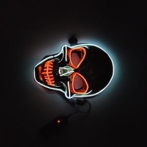 NEW LED LIGHT UP SKULL MASKS ORANGE GOLD
